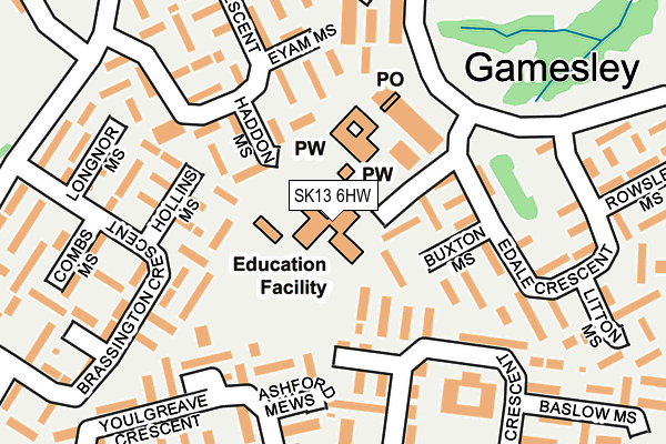 SK13 6HW map - OS OpenMap – Local (Ordnance Survey)