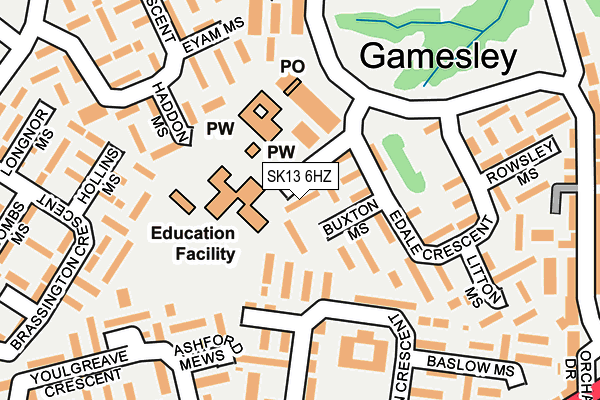 SK13 6HZ map - OS OpenMap – Local (Ordnance Survey)