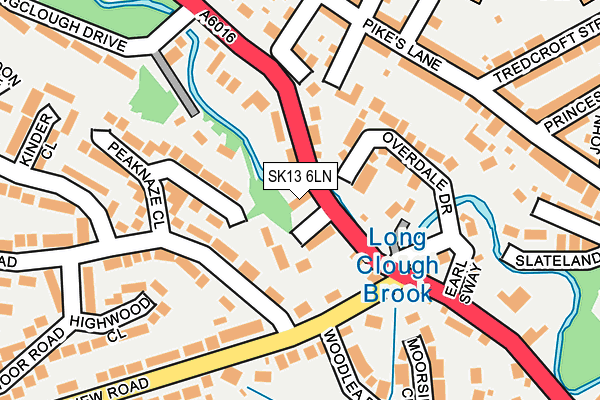 SK13 6LN map - OS OpenMap – Local (Ordnance Survey)