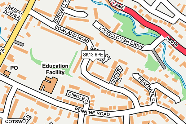 SK13 6PE map - OS OpenMap – Local (Ordnance Survey)
