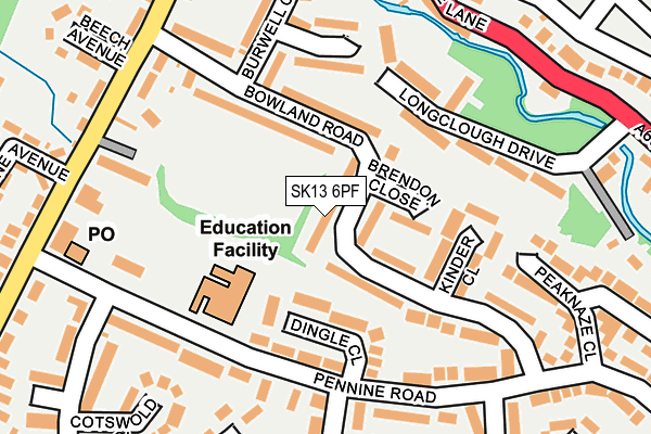 SK13 6PF map - OS OpenMap – Local (Ordnance Survey)