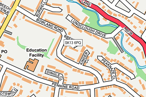 SK13 6PQ map - OS OpenMap – Local (Ordnance Survey)
