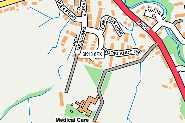 SK13 6PX map - OS OpenMap – Local (Ordnance Survey)
