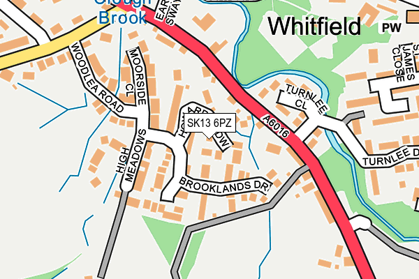 SK13 6PZ map - OS OpenMap – Local (Ordnance Survey)