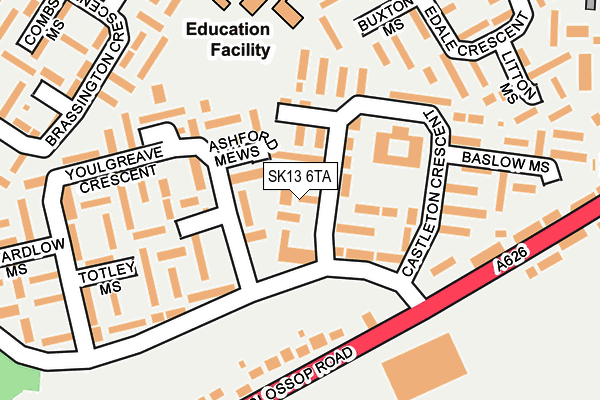 SK13 6TA map - OS OpenMap – Local (Ordnance Survey) SK13 6TA map - OS OpenMap – Local (Ordnance Survey)