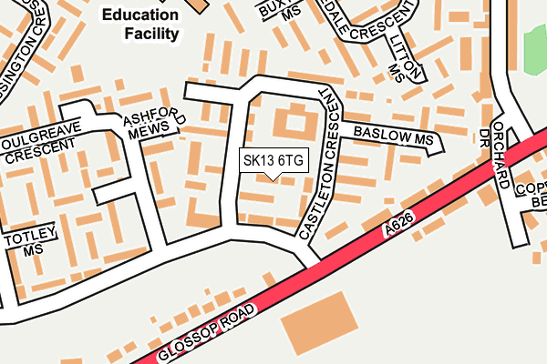 SK13 6TG map - OS OpenMap – Local (Ordnance Survey)