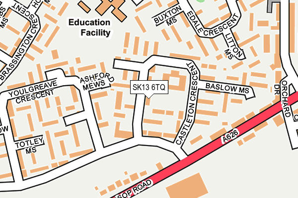SK13 6TQ map - OS OpenMap – Local (Ordnance Survey)