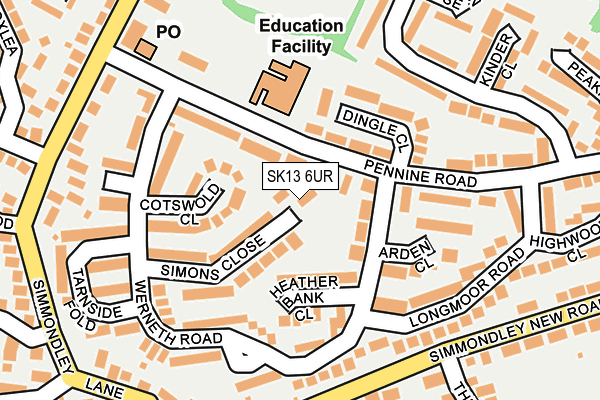 SK13 6UR map - OS OpenMap – Local (Ordnance Survey) SK13 6UR map - OS OpenMap – Local (Ordnance Survey)