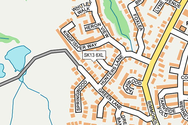 SK13 6XL map - OS OpenMap – Local (Ordnance Survey)