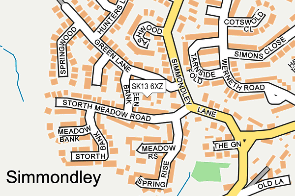 SK13 6XZ map - OS OpenMap – Local (Ordnance Survey)
