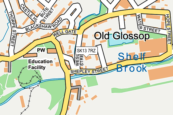 SK13 7RZ map - OS OpenMap – Local (Ordnance Survey)