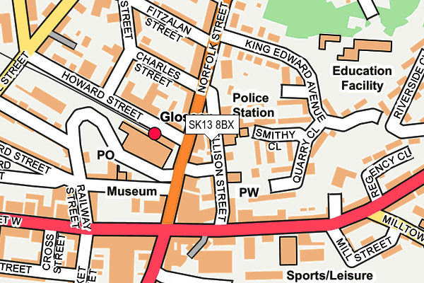 SK13 8BX map - OS OpenMap – Local (Ordnance Survey)