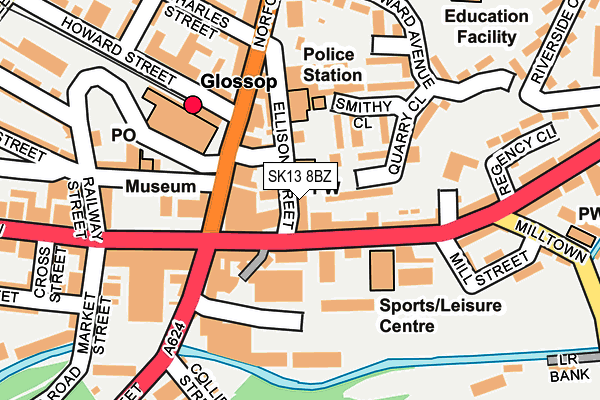 SK13 8BZ map - OS OpenMap – Local (Ordnance Survey)