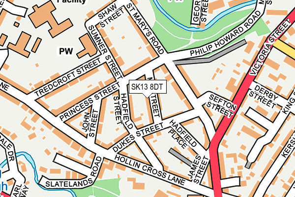 SK13 8DT map - OS OpenMap – Local (Ordnance Survey)