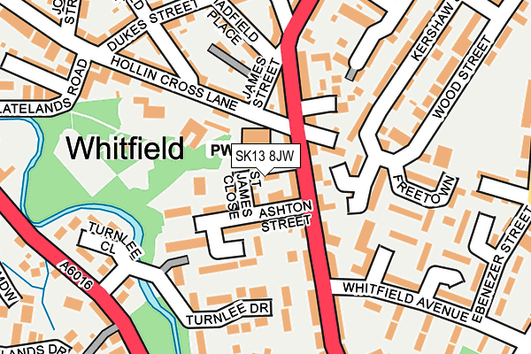 SK13 8JW map - OS OpenMap – Local (Ordnance Survey)