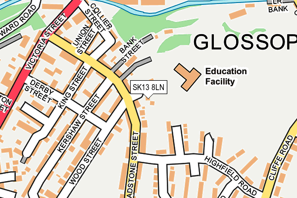 SK13 8LN map - OS OpenMap – Local (Ordnance Survey)