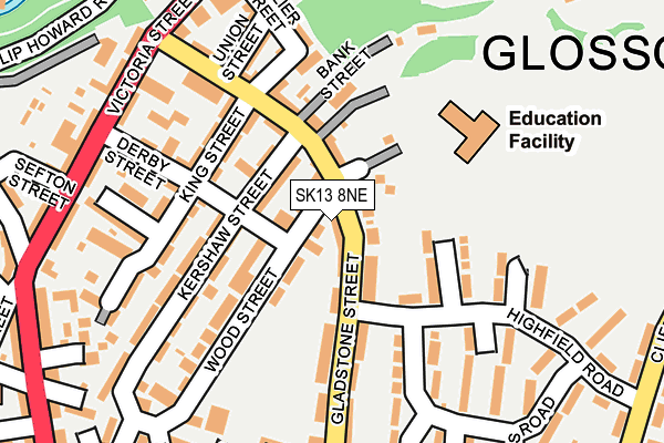 SK13 8NE map - OS OpenMap – Local (Ordnance Survey)