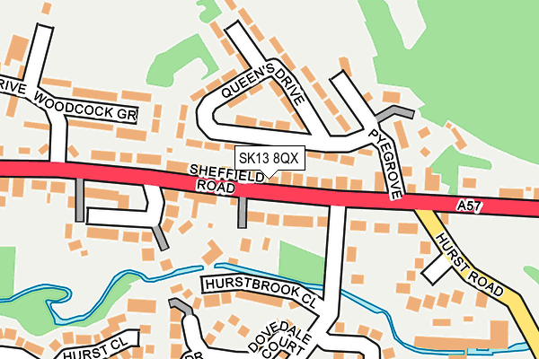 SK13 8QX map - OS OpenMap – Local (Ordnance Survey)
