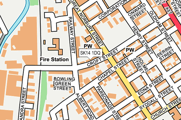 SK14 1DQ map - OS OpenMap – Local (Ordnance Survey)
