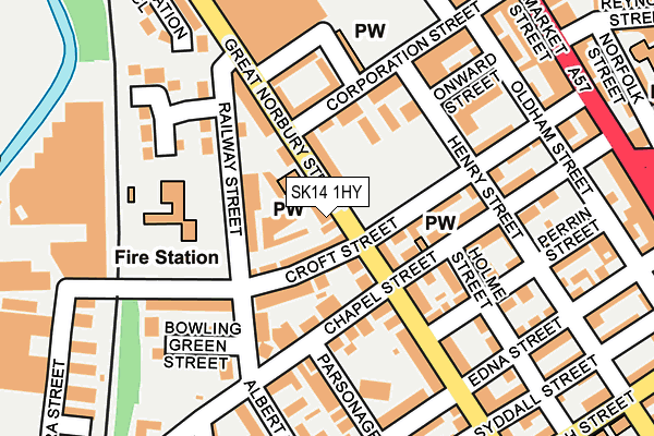 SK14 1HY map - OS OpenMap – Local (Ordnance Survey) SK14 1HY map - OS OpenMap – Local (Ordnance Survey)