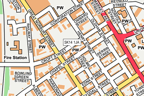 SK14 1JA map - OS OpenMap – Local (Ordnance Survey)