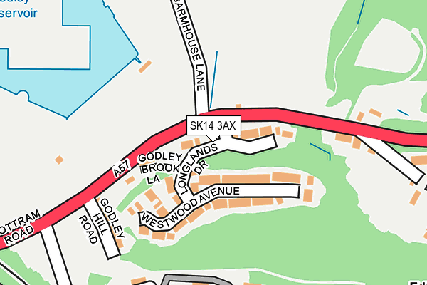 SK14 3AX map - OS OpenMap – Local (Ordnance Survey) SK14 3AX map - OS OpenMap – Local (Ordnance Survey)