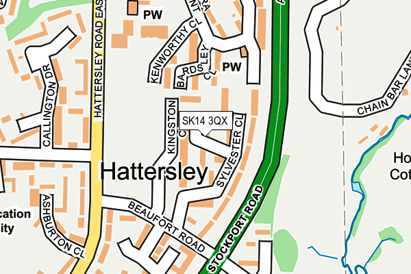 SK14 3QX map - OS OpenMap – Local (Ordnance Survey)