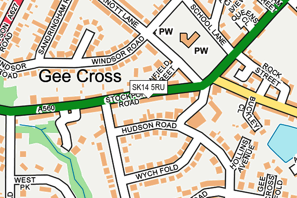 SK14 5RU map - OS OpenMap – Local (Ordnance Survey)