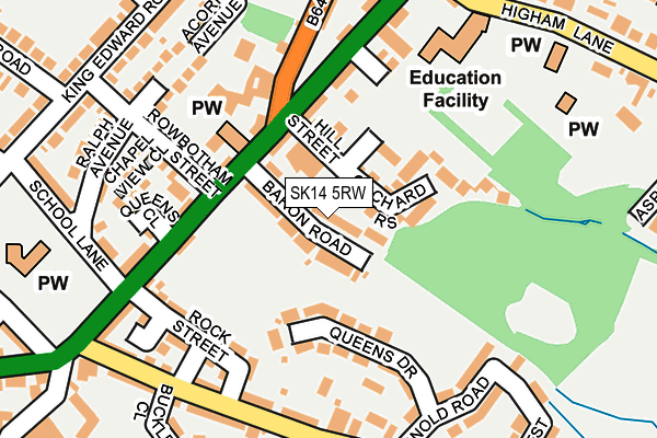 SK14 5RW map - OS OpenMap – Local (Ordnance Survey) SK14 5RW map - OS OpenMap – Local (Ordnance Survey)