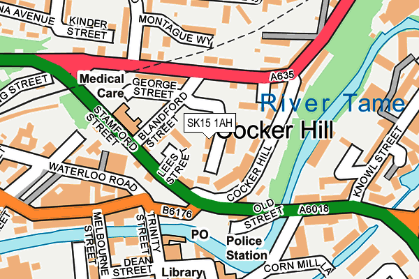 SK15 1AH map - OS OpenMap – Local (Ordnance Survey)
