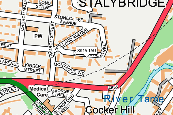 SK15 1AU map - OS OpenMap – Local (Ordnance Survey)