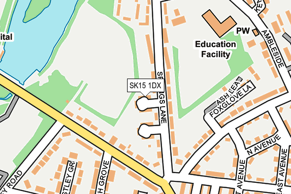 SK15 1DX map - OS OpenMap – Local (Ordnance Survey)