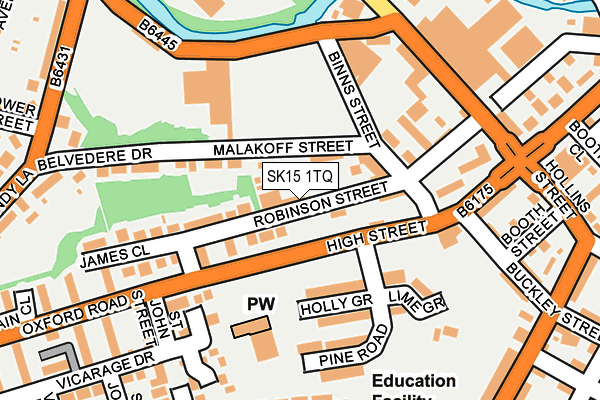 SK15 1TQ map - OS OpenMap – Local (Ordnance Survey)