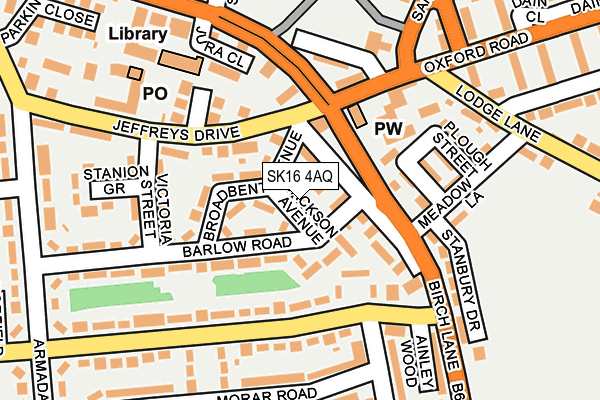 SK16 4AQ map - OS OpenMap – Local (Ordnance Survey)