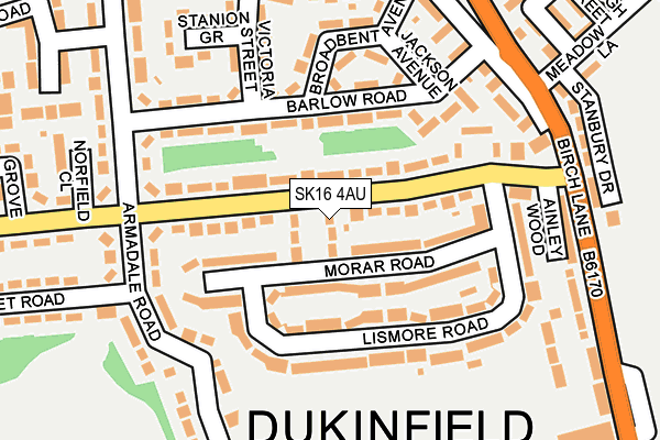 SK16 4AU map - OS OpenMap – Local (Ordnance Survey) SK16 4AU map - OS OpenMap – Local (Ordnance Survey)