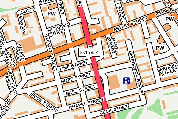 SK16 4JZ map - OS OpenMap – Local (Ordnance Survey)