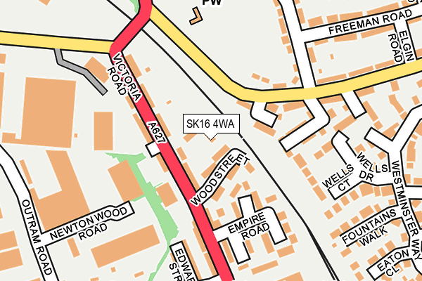 SK16 4WA map - OS OpenMap – Local (Ordnance Survey) SK16 4WA map - OS OpenMap – Local (Ordnance Survey)