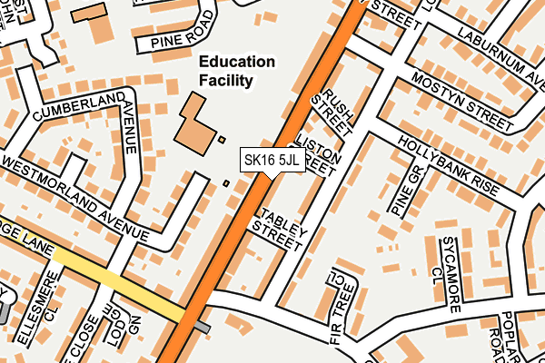 SK16 5JL map - OS OpenMap – Local (Ordnance Survey)