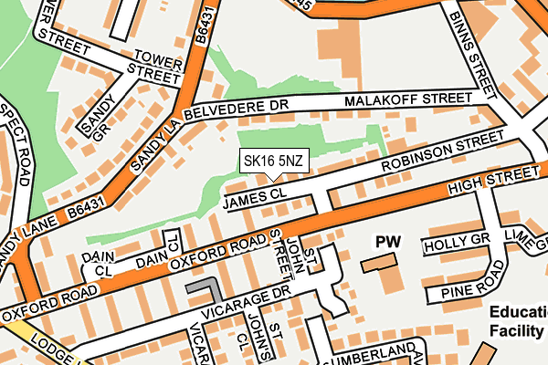 SK16 5NZ map - OS OpenMap – Local (Ordnance Survey)