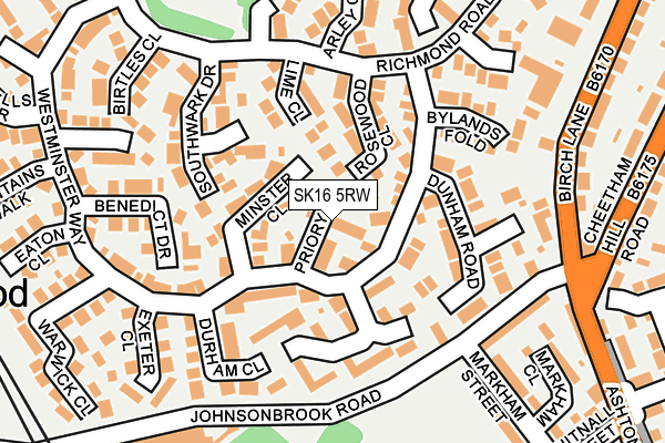 SK16 5RW map - OS OpenMap – Local (Ordnance Survey)