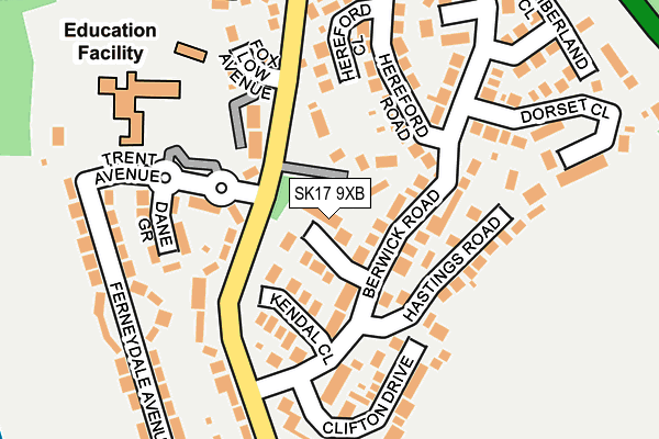 SK17 9XB map - OS OpenMap – Local (Ordnance Survey) SK17 9XB map - OS OpenMap – Local (Ordnance Survey)