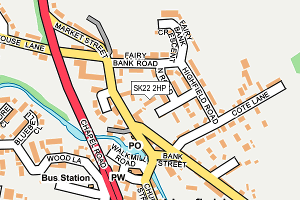 SK22 2HP map - OS OpenMap – Local (Ordnance Survey) SK22 2HP map - OS OpenMap – Local (Ordnance Survey)