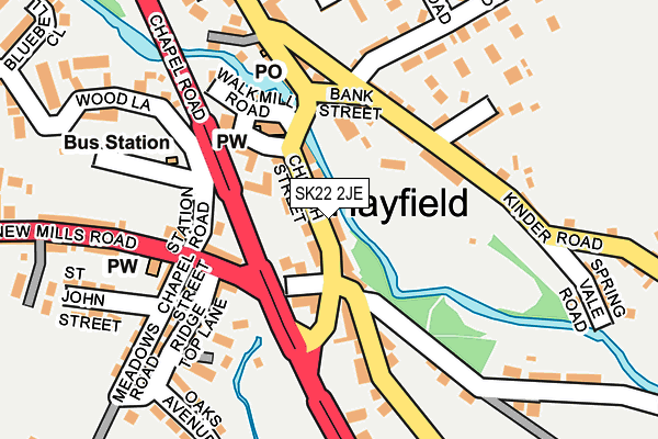 SK22 2JE map - OS OpenMap – Local (Ordnance Survey)