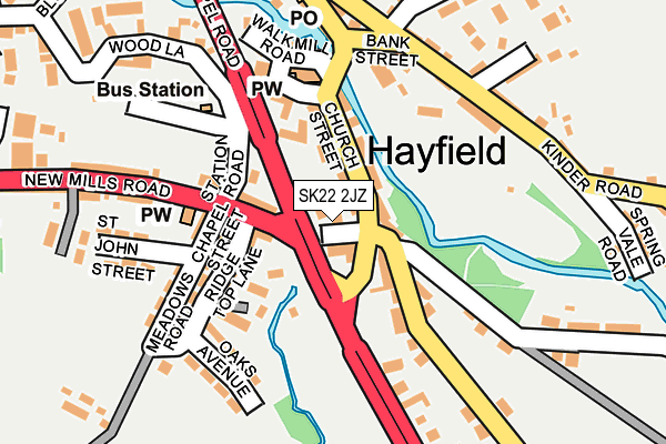 SK22 2JZ map - OS OpenMap – Local (Ordnance Survey)
