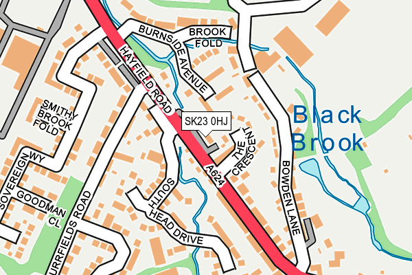 SK23 0HJ map - OS OpenMap – Local (Ordnance Survey)