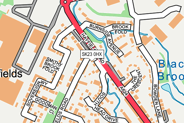 SK23 0HX map - OS OpenMap – Local (Ordnance Survey) SK23 0HX map - OS OpenMap – Local (Ordnance Survey)