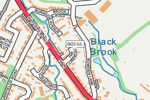 SK23 0JL map - OS OpenMap – Local (Ordnance Survey) SK23 0JL map - OS OpenMap – Local (Ordnance Survey)