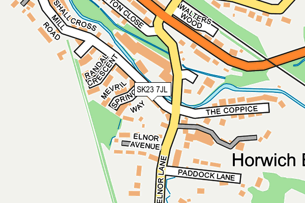 SK23 7JL map - OS OpenMap – Local (Ordnance Survey) SK23 7JL map - OS OpenMap – Local (Ordnance Survey)