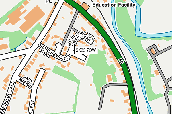 SK23 7QW map - OS OpenMap – Local (Ordnance Survey) SK23 7QW map - OS OpenMap – Local (Ordnance Survey)