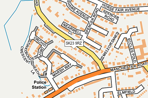 SK23 9RZ map - OS OpenMap – Local (Ordnance Survey)